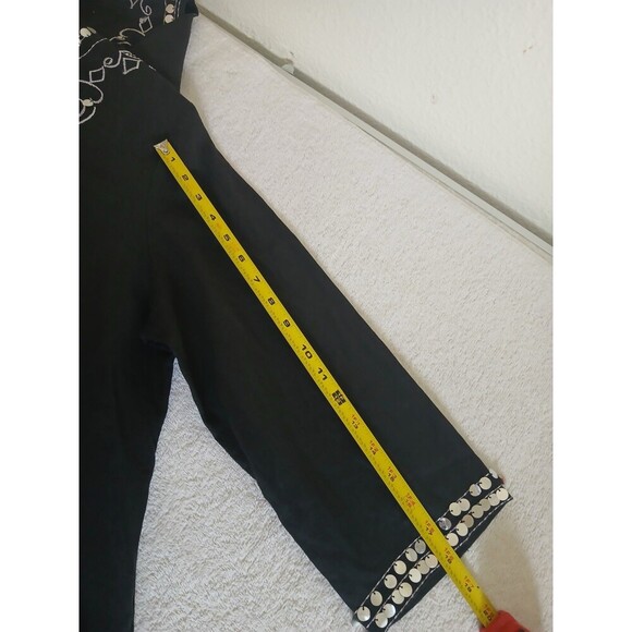 Morgan Cole Womens Blouse Tunic Black Embroidery‎ Sequin V-neck Size XL - Picture 11 of 13